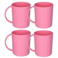 Plasticforte onbreekbare Drinkbekers - 8x - kunststof - 350 ml - roze - kinderen - camping