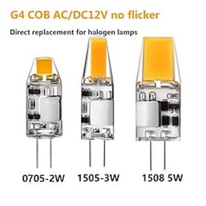 10 stks geen flikkering mini g4 cob lamp ac dc 12v led 2w 3w 5w lamp kaarslichten vervangen 30w 20w halogeen voor kroonluchter spotlight Lightinthebox