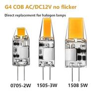 10 stks geen flikkering mini g4 cob lamp ac dc 12v led 2w 3w 5w lamp kaarslichten vervangen 30w 20w halogeen voor kroonluchter spotlight Lightinthebox