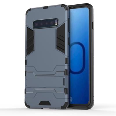 Schokbestendige PC + TPU Case voor Galaxy S10 met houder (marineblauw)