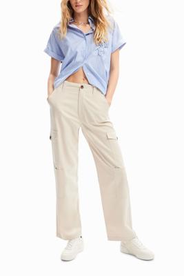 Blouse met strepen en gezicht - BLUE - S
