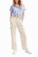 Blouse met strepen en gezicht - BLUE - XL