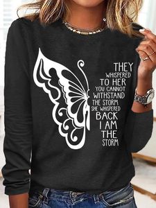 Women's Butterfly Letters Casual Top