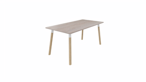 Tafel 8711 recht - 140 x 80 cm. - Wit - Eiken Robson - Beuken naturel