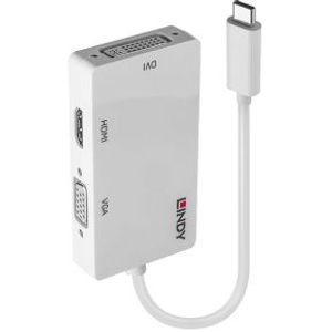 Lindy 43273 kabeladapter/verloopstukje USB-C HDMI/DVI/VGA Wit