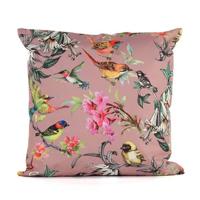 Anna&apos;s Collection buitenkussen - bloemenprint - oud roze - 45 x 45 cm