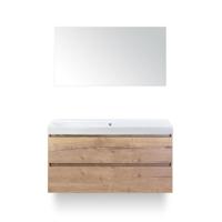 Maxx XL Badmeubelset 120 cm - Natuur Eiken - Wastafel Just Enkel Zonder kraangat - met Spiegel