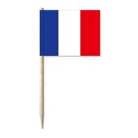 Cocktailprikkers van vlag Frankrijk - 50x stuks - mini vlaggetjes - Franse versiering prikkertjes