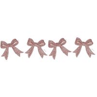 Cosy & Trendy kersthangers strikjes - 4x st - roze -11 cm - glitters - kerstboomversiering - thumbnail