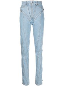 Mugler Spiral high-rise zip-embellished skinny jeans - Bleu