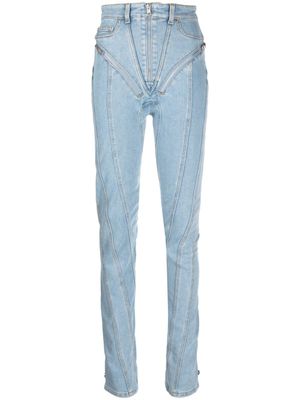 Mugler jean skinny Spiral à taille mi-haute - Bleu
