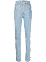 Mugler Spiral high-rise zip-embellished skinny jeans - Bleu