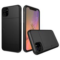 Schokbestendig Rugged Armor beschermhoes met kaartsleuf voor iPhone XIR (2019) (zwart)