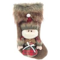 Luxe 3D Kerstsok Stocking Vidar 17x34cm brown santa - thumbnail