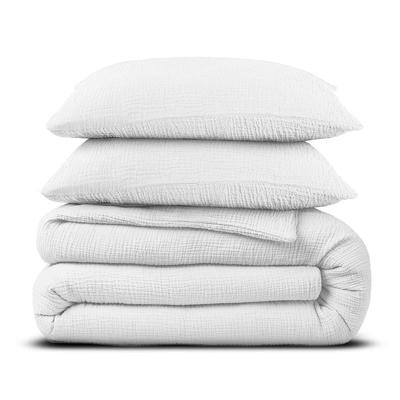 Sale: -39% | Dekbedovertrek Percale-Katoen - Mousseline - Wit - Lits-Jumeaux (240x220 Cm) - Wit Percale Katoen Katoen Mousseline - Effen - Dreamhouse - Dekbed-Discounter.nl