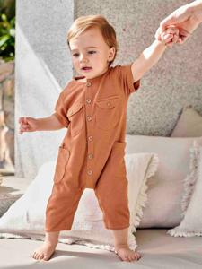 Jumpsuit met honingraatmotief baby roest