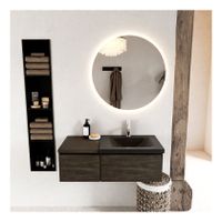 Mondiaz Bukla 100cm badmeubel met module 40 kleur dark brown met 2 lades en wastafel rechts 1 kraangat kleur urban