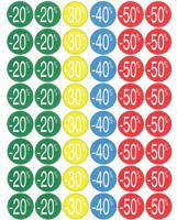 Agipa Kortinglabel van -20% tot - 50%, geassorteerde kleuren
