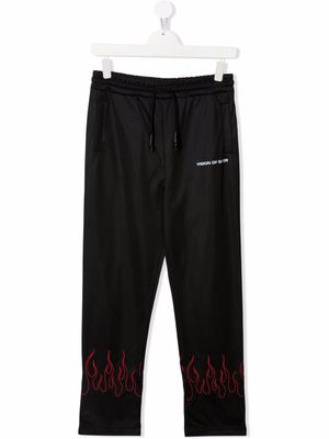 Vision Of Super Kids pantalon de jogging droit à imprimé flamme - Noir
