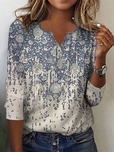 Crew Neck Casual Ethnic Loose T-Shirt