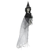 Horror heks hangdecoratie pop met licht 120 cm - Halloween heksen hangversiering