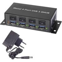 Renkforce RF-3955362 USB 3.2 Gen 1-hub 4 poorten Met metalen behuizing, Individueel schakelbaar, Voor wandmontage Zwart Renkforce RF-3955362 USB 3.2 Gen 1-hub 4 poorten Met metalen behuizing, Individueel schakelbaar, Voor wandmontage Zwart