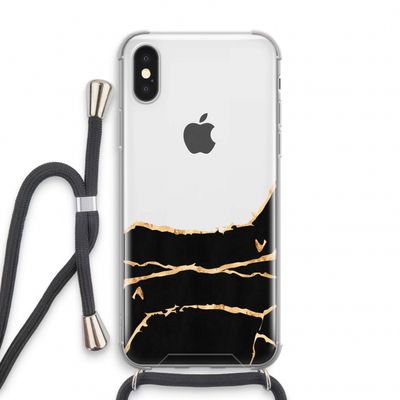 Gouden marmer: iPhone XS Transparant Hoesje met koord