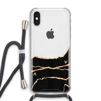 Gouden marmer: iPhone XS Transparant Hoesje met koord
