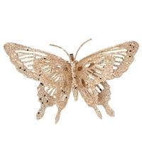 Cosy & Trendy Decoratie vlinder - op clip - goud - 15 x 11 cm