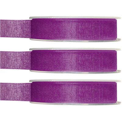 3x Hobby/decoratie paarse organza sierlinten 1,5 cm/15 mm x 20 meter