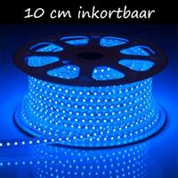 LED Strip 230 Volt - Inkortbaar per 10 cm - Blauw - Dimbaar - IP65