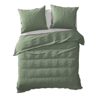 Yellow Nova Dekbedovertrek - 2-persoons (200x200/220 Cm + 2 Slopen) - Katoen Satijn - Mineral Green Yellow Nova Dekbedovertrek - 2-persoons (200x200/220 Cm + 2 Slopen) - Katoen Satijn - Mineral Green
