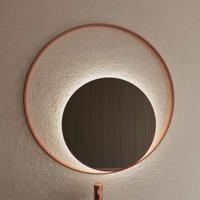 Spiegel Gliss Design Kosmos Koper Rosé Rond met Frame en Indirecte LED Verlichting 80 cm