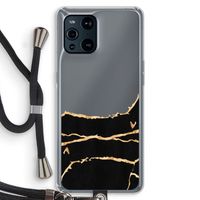 Gouden marmer: Oppo Find X3 Transparant Hoesje met koord