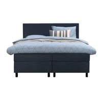 Leen Bakker - Boxspring Liv Egaal - 160x200 Cm - Ronde Poot - Stof/Velvet - Blauw