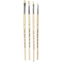 Creativ Company Nature line kwasten, afm 00+1+2+4, l: 18,5-19 cm, b: 5-7 mm, plat, 4 stuk/ 1 doos