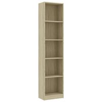 The Living Store Boekenkast - 40 x 24 x 175 cm - Sonoma eiken - 5-laags