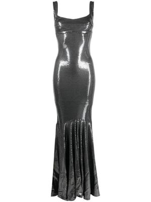 Atu Body Couture robe longue sans manches à sequins brodés - Gris