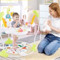 Baby Bos en Dieren Springkussen met 3 Verstelbare Hoogtes Baby Rollator met Muziek Licht 360° Draaibare Zitting voor Baby's Vanaf 6 Maanden