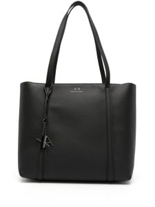 Armani Exchange sac cabas grainé à breloque logo - Noir