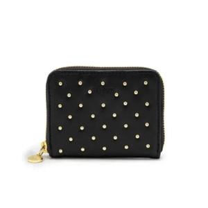 Leren dames portemonnee - zwart studs - MŌSZ Sophie