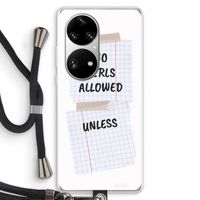No Girls Allowed Unless: Huawei P50 Pro Transparant Hoesje met koord