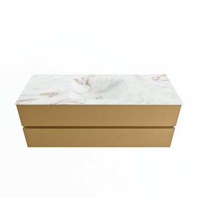 MONDIAZ VICA-DLUX 130cm badmeubel onderkast Oro 2 lades. Inbouw wastafel CLOUD midden 1 kraangat, kleur Frappe.