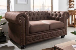 Chesterfield 2-zitsbank 150cm vintage bruin 2-zits met knoopstiksel en veerkern - 40653