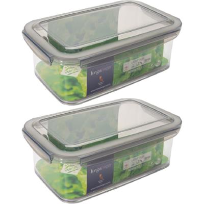 4x hega hogar vershoudbakjes - transparant/grijs - 1,9 liter - 24 x 15 x 8 cm- plastic - bewaarbakje