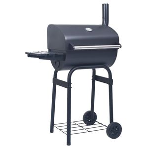 VidaXL Houtskoolbarbecue roker met onderschap zwart