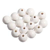 Hobby kralen - hout - D10 mm - 52x stuks - wit - DIY sieraden maken - Kralen rijgen