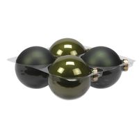 Othmar Decorations Grote kerstballen - 4x st - donker olijf groen - 10 cm - glas - Kerstbal