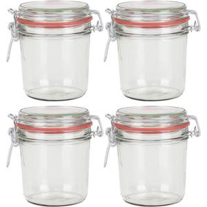 Weckpot/inmaakpot - 4x - glas - 400 ml - met beugelsluiting - transparant