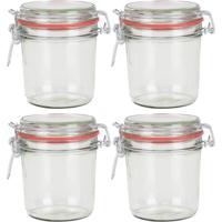 Weckpot/inmaakpot - 4x - glas - 400 ml - met beugelsluiting - transparant